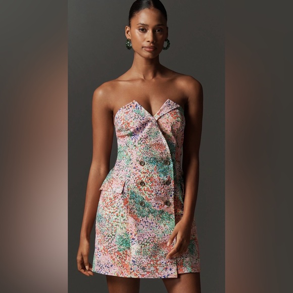 Maeve Dresses & Skirts - Maeve Strapless Blazer Mini Dress Green Confetti L NWT Anthropologie